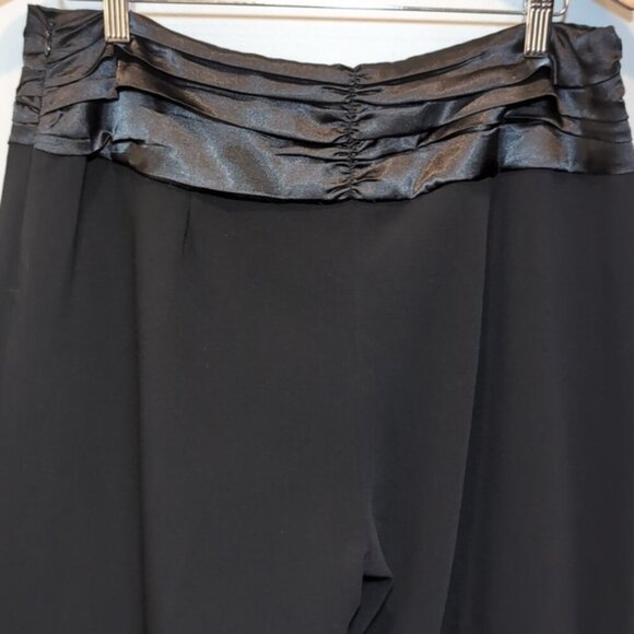 Bianca Nygard Pleated Satin Dress Pants Wide Leg High Rise Womens Size 12 Black - Picture 7 of 15
